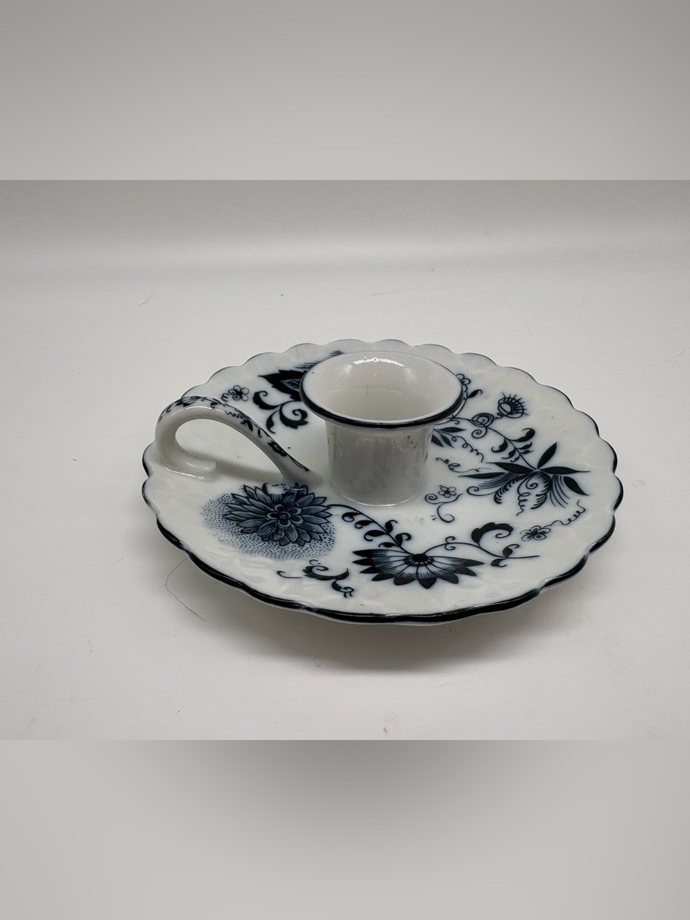 Vintage Blue Ceramic Candle Holder with Handle Blue Onion China